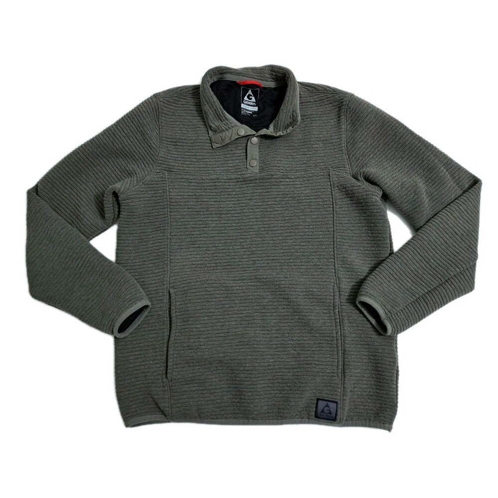 Gerry Men's Medium Ottoman 1/4 Snap Button Pullover Sweater Green Airlight